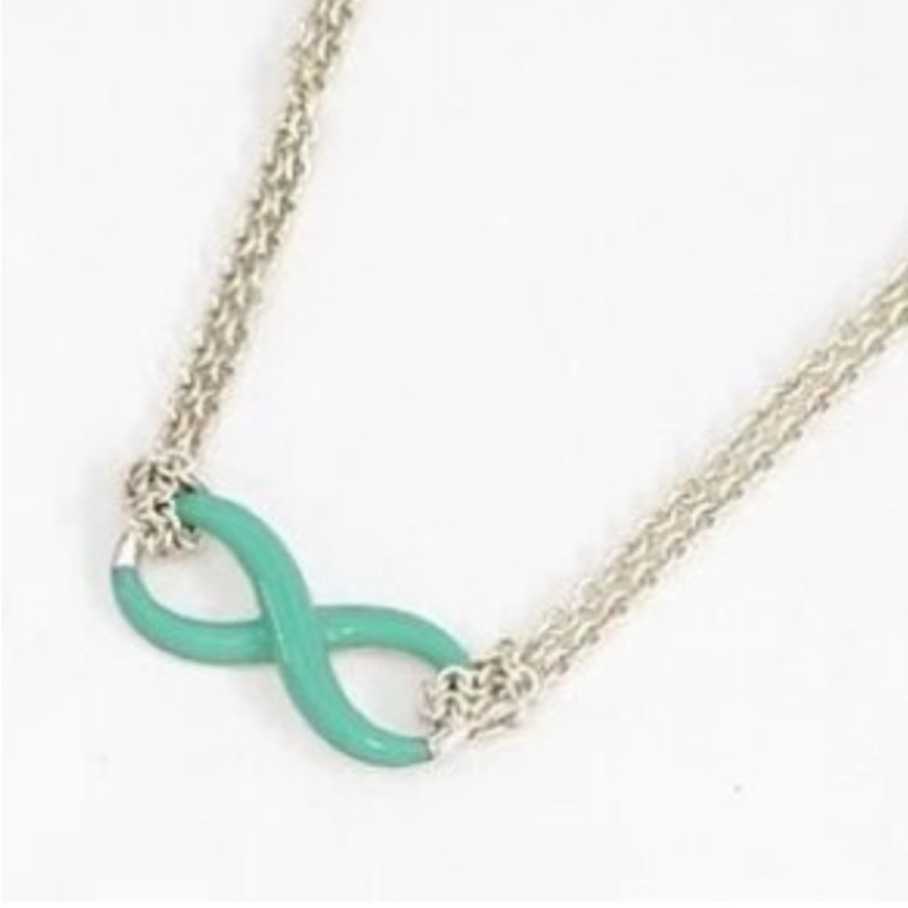Tiffany & Co. Somerset Blue Enamel Infinity  Necklace Double Chain - Picture 4 of 12
